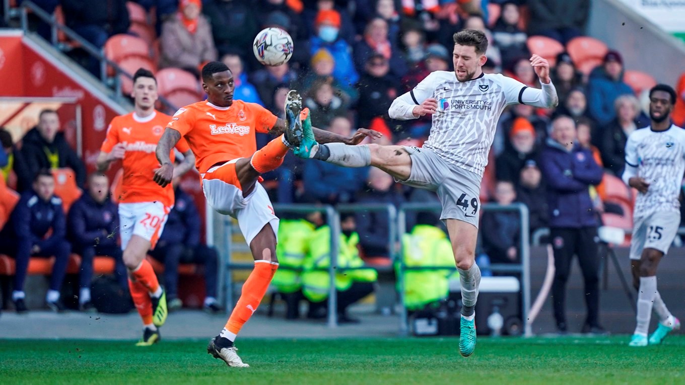 Callum Lang in action for Pompey at Blackpool